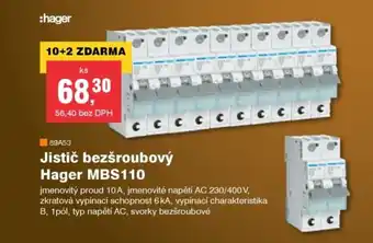 DEK Hager jistič bezšroubový hager mbs110 nabídka