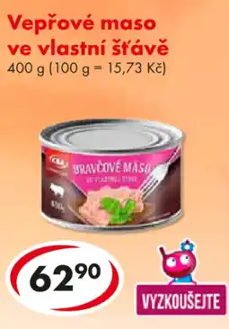 CBA Vepřové maso ve vlastní šťávě nabídka