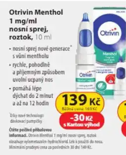 Dr. Max Otrivin Menthol 1 mg/ml nosní sprej, roztok nabídka