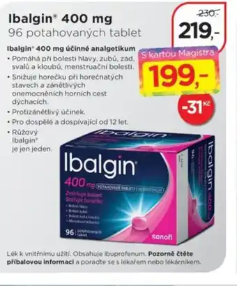 Magistra lékárny Ibalgin® 400 mg nabídka