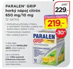 Magistra lékárny PARALEN Grip horký nápoj citrón 650 mg/10 mg nabídka