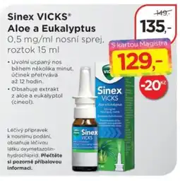 Magistra lékárny Sinex Vicks Aloe a Eukalyptus 0,5 mg/ml nosní sprej, roztok nabídka