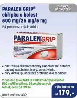 PharmaPoint Paralen grip® chřipka a bolest 500 mg/25 mg/5 mg nabídka