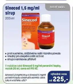 PharmaPoint Sinecod 1,5 mg/ml sirup nabídka