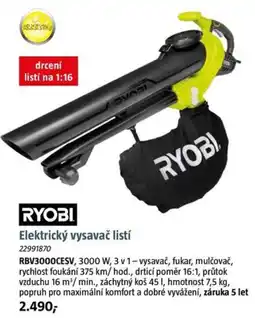 Bauhaus RYOBI Elektrický vysavač listí nabídka