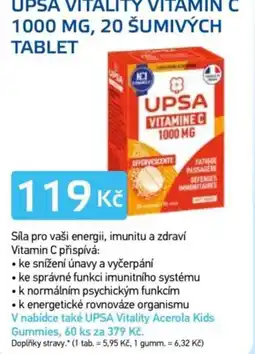 Lékárna AGEL Upsa vitality vitamin c 1000 mg, 20 šumivých tablet nabídka