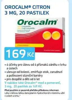 Lékárna AGEL Orocalm® citron 3 mg, 20 pastilek nabídka