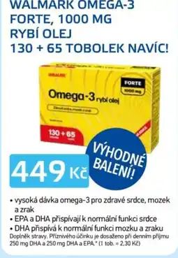 Lékárna AGEL Walmark omega-3 forte, 1000 mg rybí olej 130 + 65 tobolek navíc! nabídka