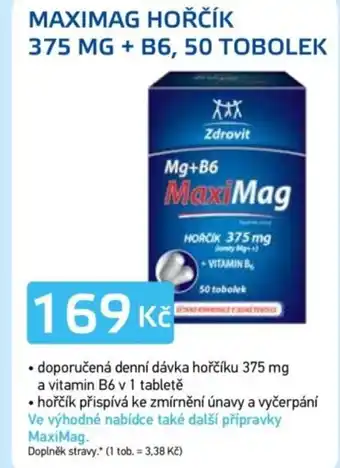 Lékárna AGEL Maximag hořčík 375 mg + b6, 50 tobolek nabídka