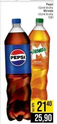 Jip Pepsi různé druhy, Mirinda různé druhy nabídka
