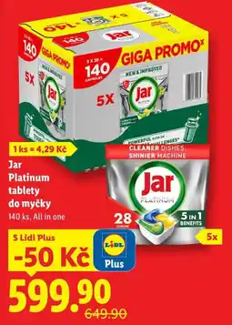 Lidl Jar Platinum tablety do myčky, 140 ks nabídka