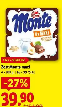 Lidl Zott Monte maxi, 4x 100 g nabídka