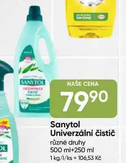 Hruška Sanytol Univerzální čistič různé druhy 500 ml+250 ml nabídka