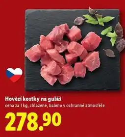 Lidl Hovězí kostky na guláš, cena za 1 kg nabídka