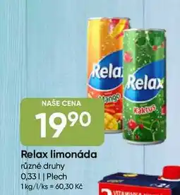 Hruška Relax limonáda různé druhy 0,33l Plech nabídka