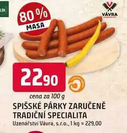 Trefa SPIŠSKÉ PÁRKY 100g nabídka