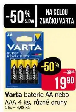 Teta Varta baterie AA nebo AAA 4 ks, různé druhy nabídka