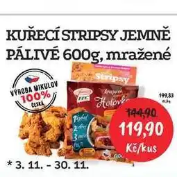 RABBIT řeznictví KUŘECÍ STRIPSY JEMNĚ PÁLIVÉ 600g, mražené nabídka