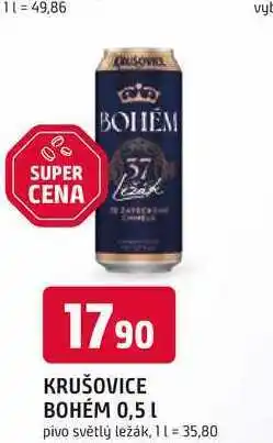 Trefa KRUŠOVICE BOHÉM 0,5 L pivo světlý ležák nabídka