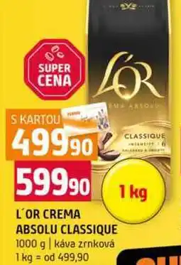 Terno L'OR CREMA ABSOLU CLASSIQUE 1000 g káva zrnková nabídka
