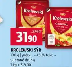 Terno Krolewski sýr 100 g plátky 45% tuku vybrané druhy nabídka