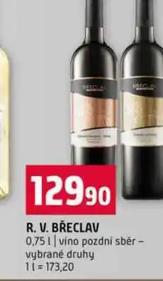 Terno R. V. BŘECLAV 0,75l víno pozdní sběr vybrané druhy nabídka