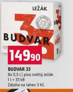 Terno BUDVAR 33 8x 0,5l pivo světlý ležák nabídka