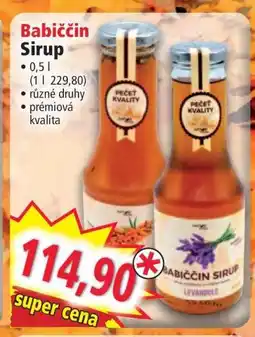 Norma Babiččin Sirup nabídka