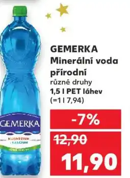 Kaufland GEMERKA Minerální voda přírodní nabídka