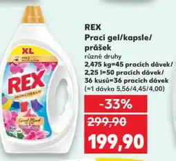 Kaufland REX Prací gel/kapsle/ prášek nabídka