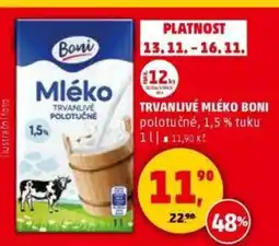 Penny Market Trvanlivé mléko boni polotučné, 1,5% tuku nabídka