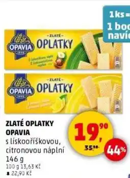 Penny Market Zlaté oplatky opavia s lískooříškovou, citronovou náplní nabídka