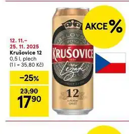 Tesco Pivo krušovice 12 královský ležák nabídka
