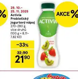 Tesco Activia probiotický jogurtový nápoj nabídka