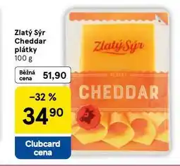 Tesco Zlarý sýr cheddar plátky nabídka
