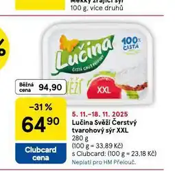 Tesco Lučina svěží čerstvý sýr tvarohový xxl nabídka