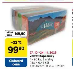 Tesco Velvet kapesníky nabídka