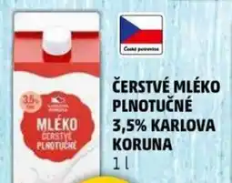 Penny Market Čerstvé mléko plnotučné 3,5% karlova koruna nabídka
