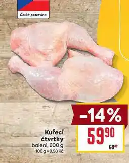 Billa Kuřecí čtvrtky balení, 600 g nabídka