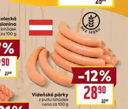 Billa Vídeňské párky z pultu lahůdek cena za 100g nabídka