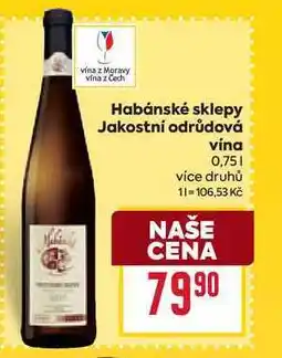 Billa Habánské sklepy Jakostní odrůdová vína 0,75l nabídka