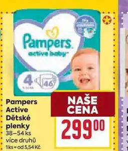 Billa Pampers Active Dětské plenky 38-54 ks nabídka