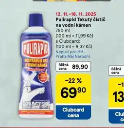 Tesco Pulirapid tekutý čistič na vodní kámen nabídka