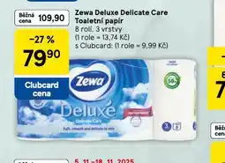 Tesco Zewa deluxe toaletní papír nabídka