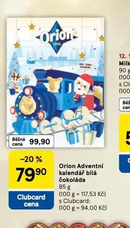 Tesco Orion adventní kalendář bílá čokoláda nabídka