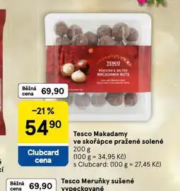 Tesco Makadamy ve skořápce pražené solené nabídka