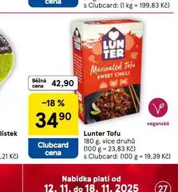 Tesco Lunter tofu nabídka