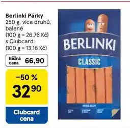 Tesco Berlinki párky nabídka