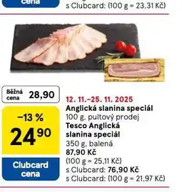 Tesco Anglická slanina speciál nabídka