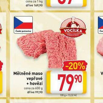 Billa Mělněné maso vepřové + hovězí nabídka